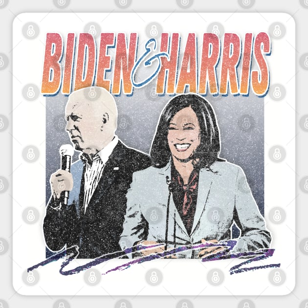 Biden And Harris / Retro Style Faded Fan Design Magnet by DankFutura